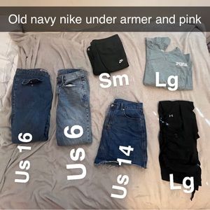 NIKE PINK AMERICAN EAGLE AND MORE!! All sizes listed in photo! Prices very.